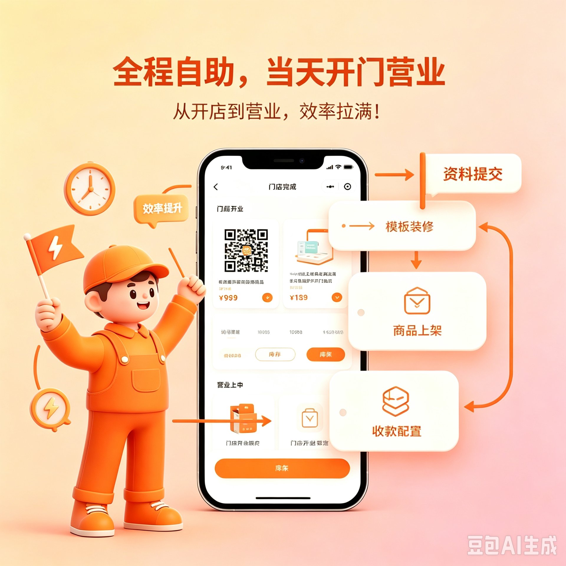 ④ 开门营业